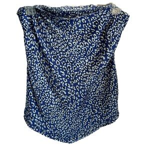 Free People Take Me Anywhere Tube Top Sz Med Blue White Black Geometric Floral